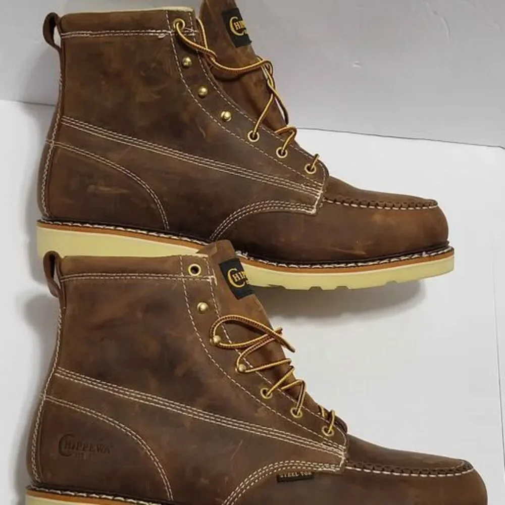 CHIPPEWA ORTHOLITE brown leather boots size men's 14EE